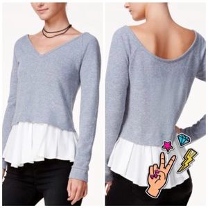 Chelsea Sky V-Neck Layered-Look Ruffle Top NWT